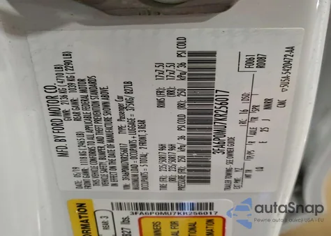 2019 Ford Fusion Sel z USA, uszkodzony, nr VIN 3FA6P0MU7KR256017